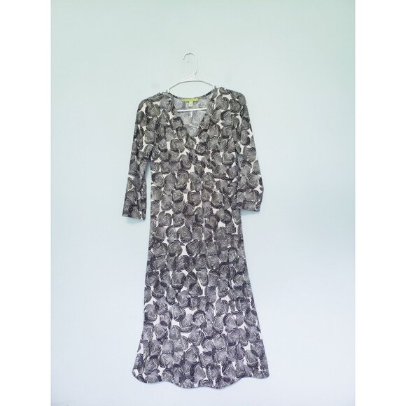 Sigrid Olsen Dresses & Skirts - Sigrid Olsen Women S Knee Length Dress Faux Wrap Floral Semi Sheer Gray Career